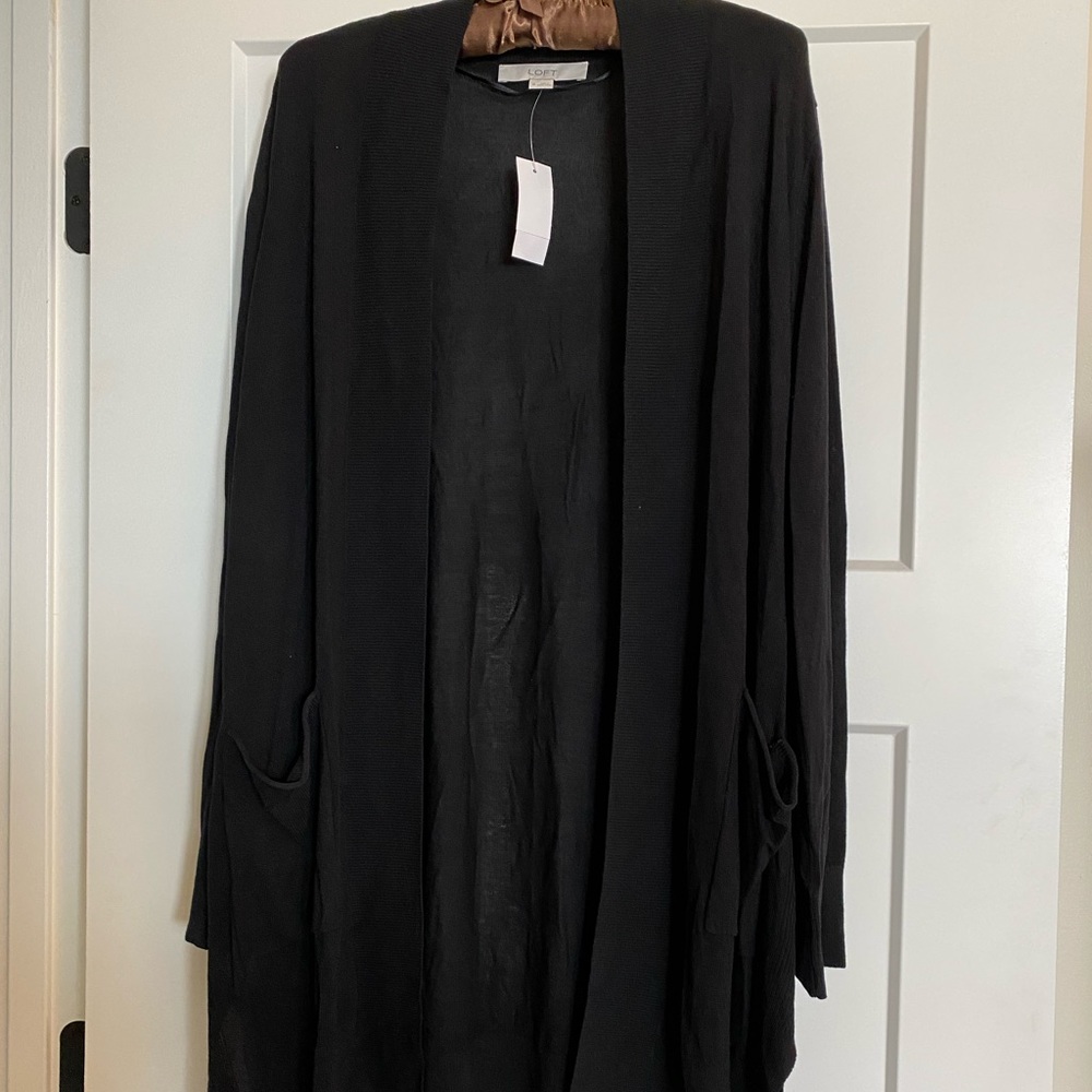 Long sheer black sweater.  Never worn. XL